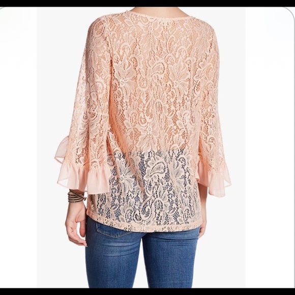 Anthropologie Pleione lace,ruffle bell sleeve top - Picture 2 of 6